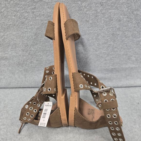NEW Torrid Brown Extra Wide Eyelet Gladiator Sandals Size 11WW - Picture 8 of 10